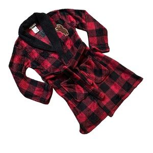 Komar Kids fleece Buffalo plaid robe